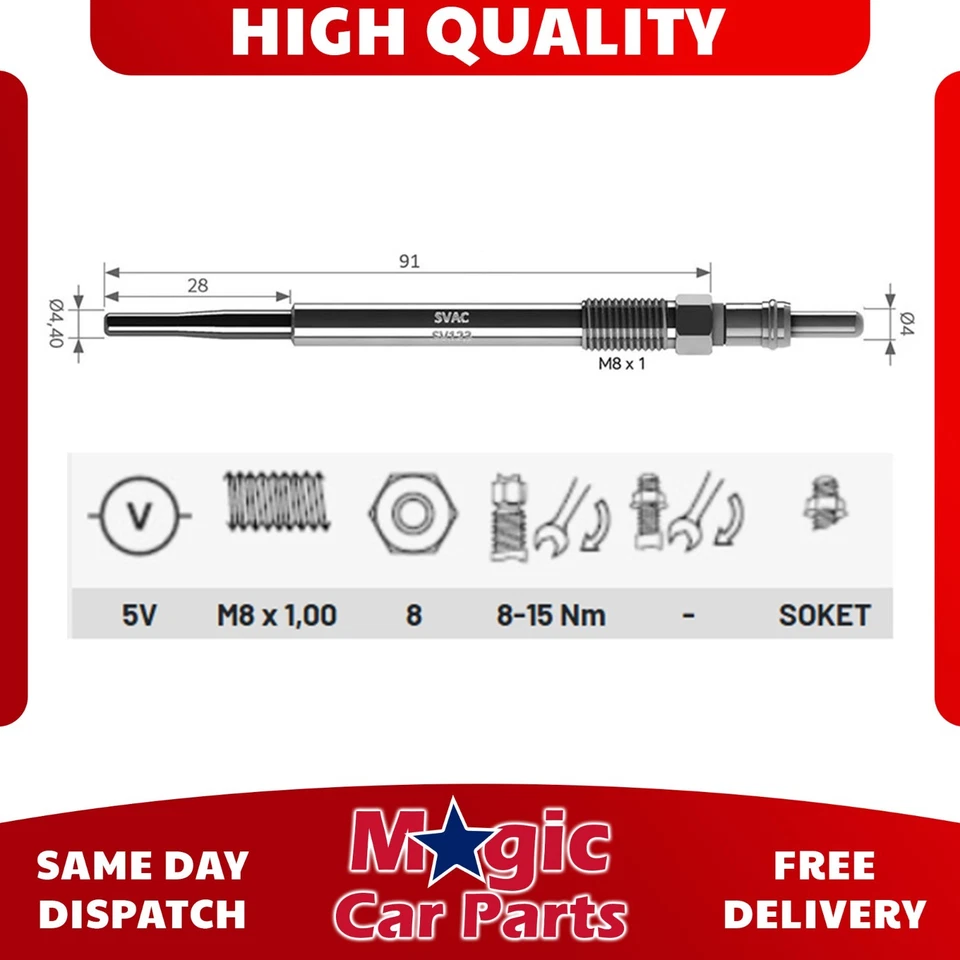 4X VELAS DE INCANDESCÊNCIA DE AQUECEDOR PARA PEUGEOT 2008 I/207/208 I/3008 MPV/301 1.6 HDI 5960K6 - Imagem 2 de 4