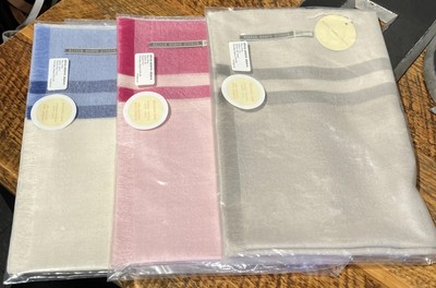 NEW Alicia Adams Baby Alpaca Silk Wrap Shawl Striped Pink Blue or Taupe NWT $325