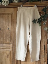 HOT COTTON BY MARC WARE 100% Linen Pants Women L Beige Relaxed Resort Wear Lagen