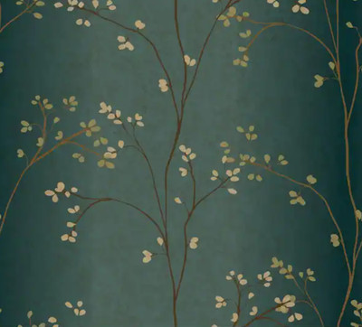 York Wallcoverings BR6224 Vertical Blossoms Wallpaper, Teal / Bronze Metallic