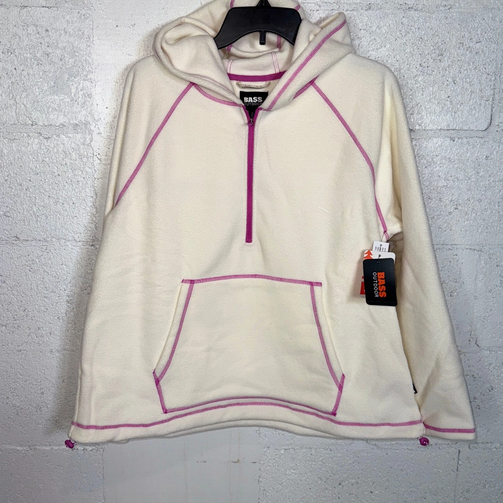 Bass Outdoor Women's Quarter-Zip Long-Sleeve Hoodie Gardenia L $70