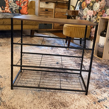 Rustic Rectangular Coffee Table Wood Top Metal Frame Shelf 65x30x60cm