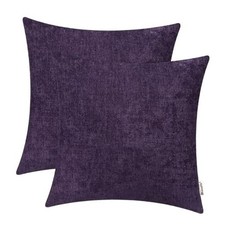 Throw Pillow Covers 18x18 Inches - Chenille 18" x 18" Pack of 2 Purple