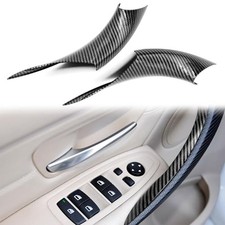 2PCS Door Handle Covers Left Front and Right Front Carbon fiber black