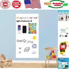 Self-Adhesive 39" x 18" Magnetic Whiteboard for Creative Playrooms  Offices