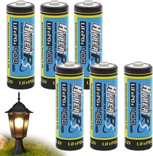 (6-Pack) 3.2V Lifepo4 14430 (14 X 43Mm) 400Mah Rechargeable Battery for Solar Pa