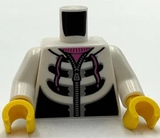 Lego New Minifigure White Torso Black Light Bluish Gray Hoodie w/ Zipper Part