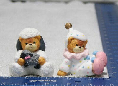 (2) Lucy & Me White Sheep Costume Porcelain Bear Enesco Cake Topper