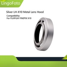 Silver LH-X10 Metal Lens Hood Lens Shade For Fujifilm fuji FinePix X10 Camera