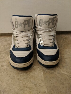 Bape Bapesta 88 High Top - Blue White Metallic Silver - Size 9 A