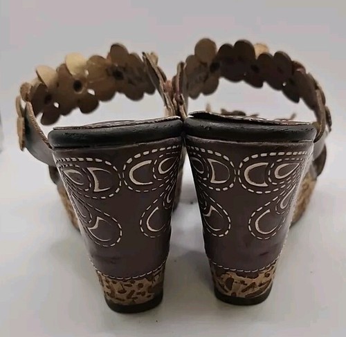 Spring Step Sz 8 Floral Wedge Slides Sandals Shoes Leather Colorful 120 - Picture 6 of 9