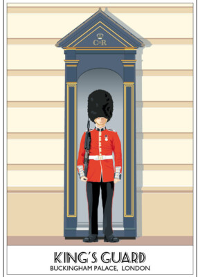 The Queen's Guard, Buckingham Palace, London, Reiseposter, Sentry A4 A3 A2