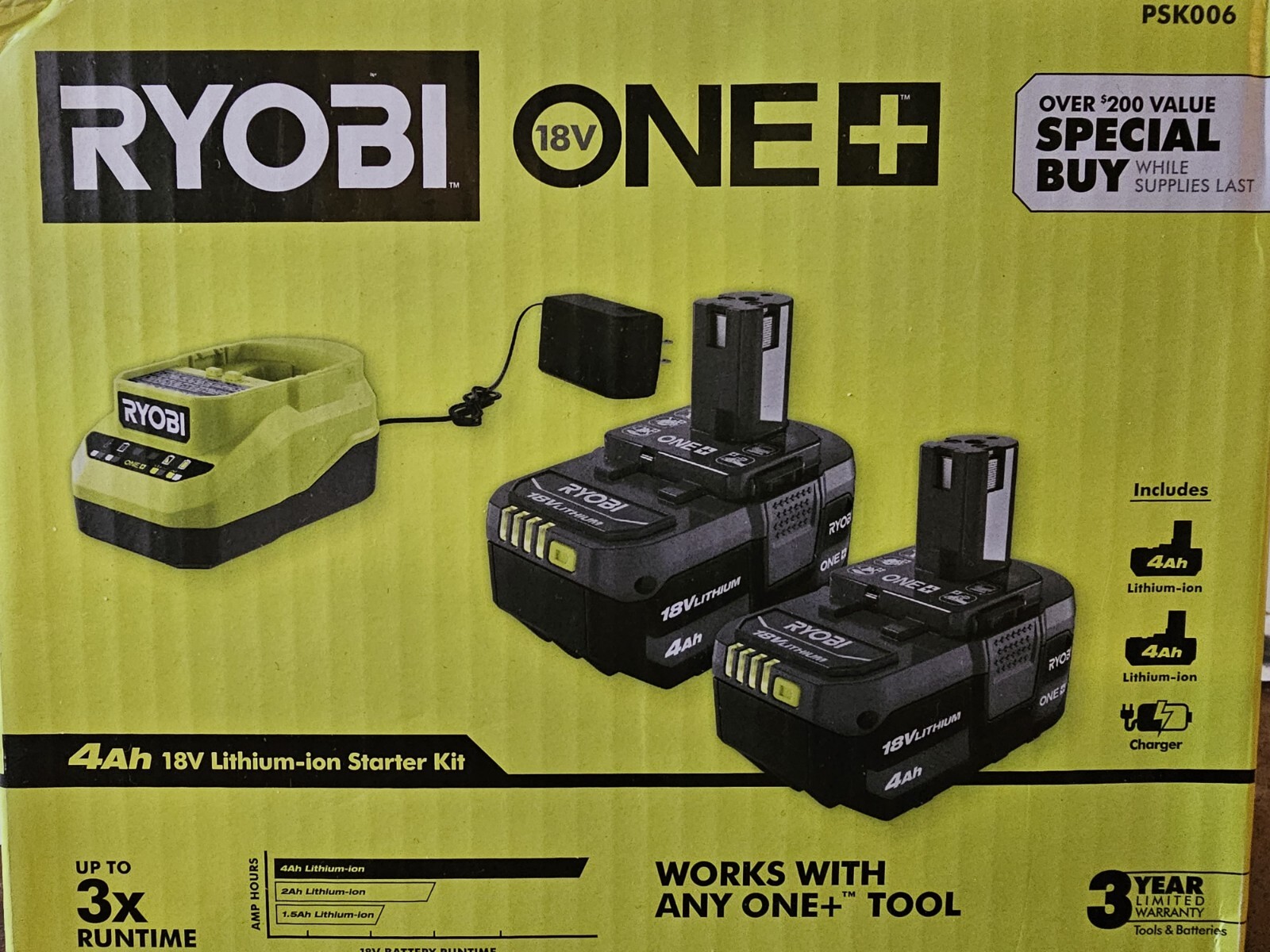 Ryobi ONE+ 18V Battery and Charger Kit PSK006 33287197309 eBay