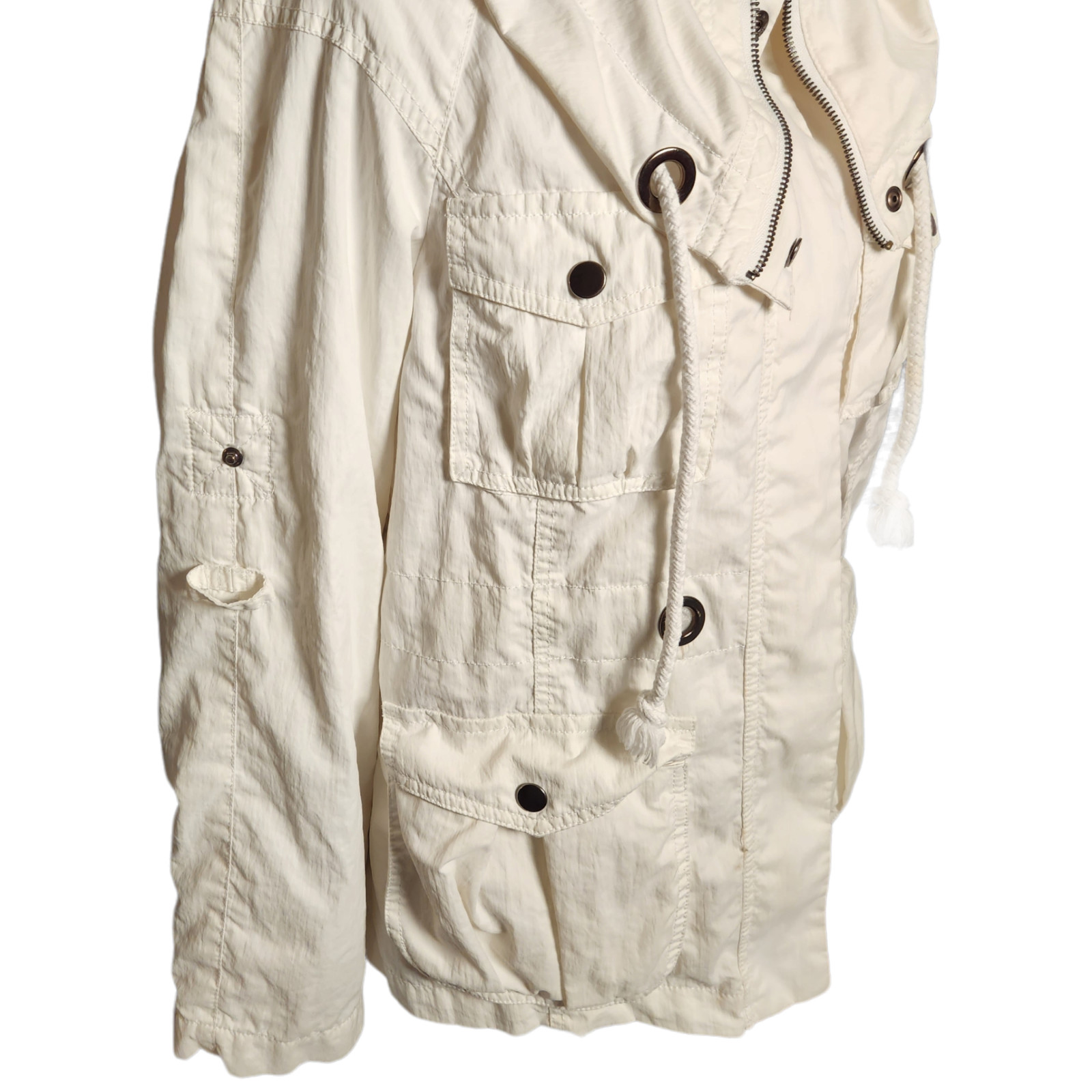 Zara Basic Linen Lightweight Jacket Below Hip Zip… - image 10