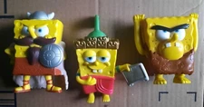 LOT of 3 SpongeBob SquarePants Burger King BK Kids Meal Toys Viking Caveman