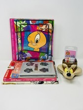 Looney Tunes Tweety Bird 3 Ring Binder/Folder Books, Watches, Coyote Cup, Stamps