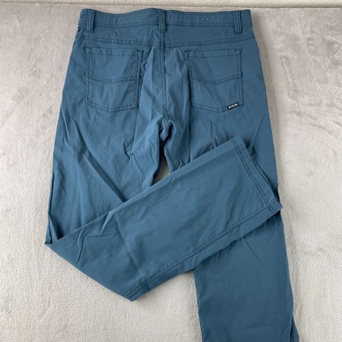 prAna Brion Pants Men 34x34 Meas. 34x33 Blue Slim Fit Hiking Trail Performance