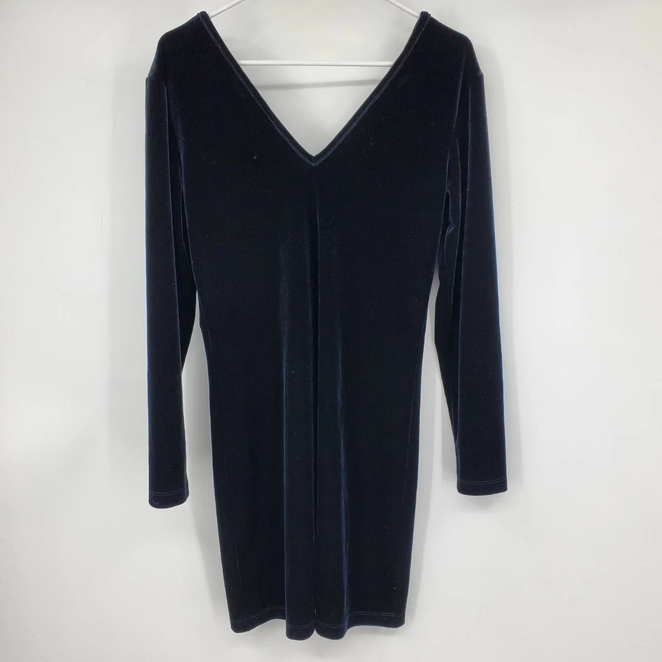 Frederick's of Hollywood V Neck Black Velvet Long Sleeve Witchy Goth Dress XL - Image 3 of 4