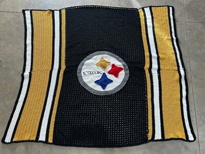 NFL Pittsburgh Steelers Blanket, Throw, Afghan, Hand Made, Crocheted, ft  x 611104676475|