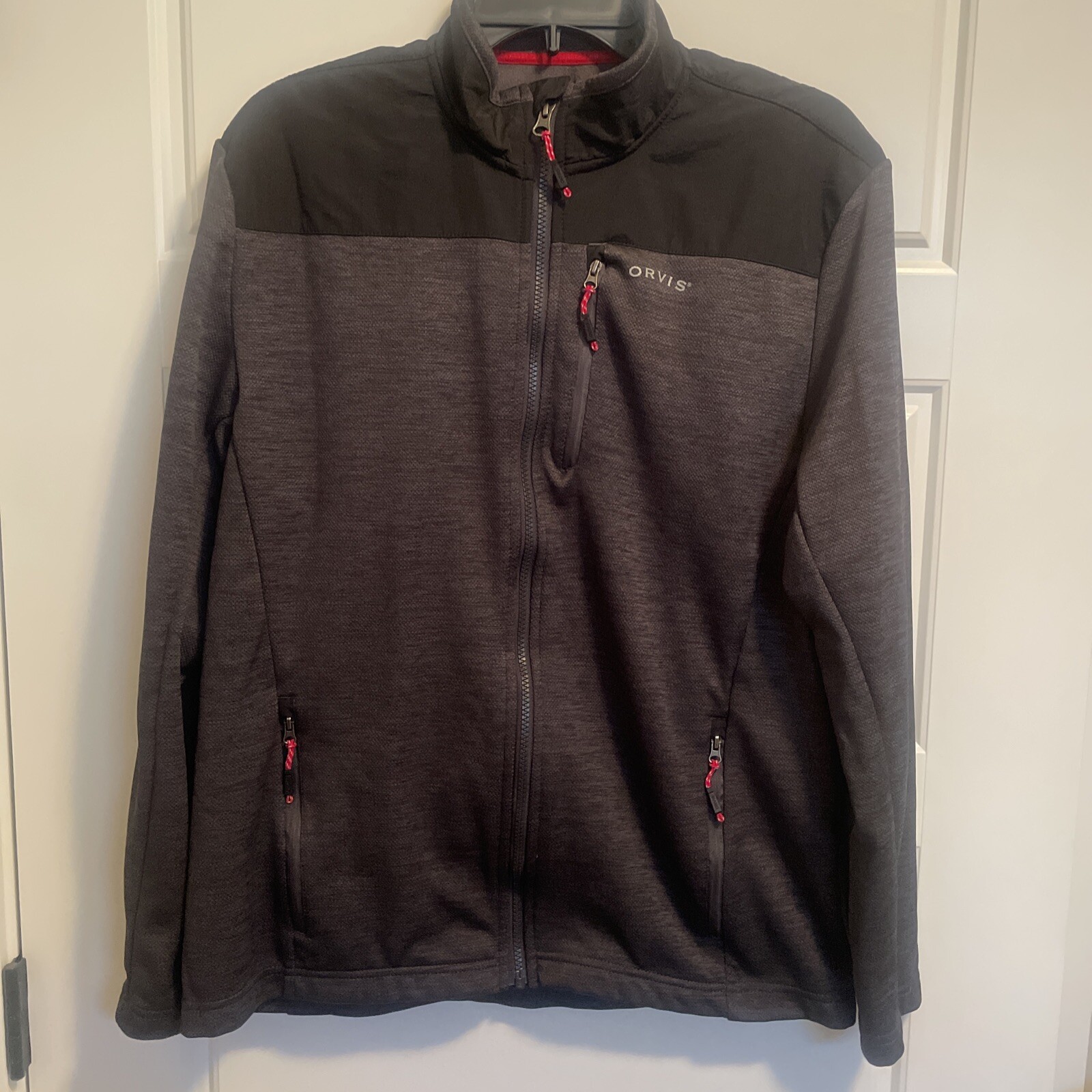 Orvis Men's Bonded Mesh Full-Zip Gray Jacket Sz Medium Fleece Heavy Outdoor
