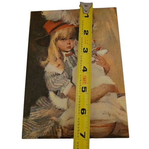 Vintage Lithograph Prints Little Girl w/Cat & Little Boy w/Puppy 5"X7" - Picture 7 of 9