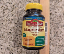 Magnesium Glycinate 200 Mg per Serving, Dietary Supplement for Muscle, Heart, Ne