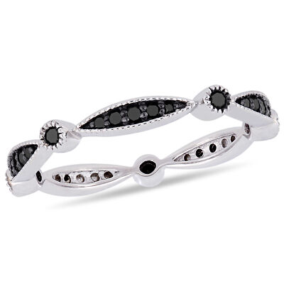 Amour 10k Weißgold mit schwarzem Rhodium 1/4ct TDW schwarzer Diamant Ewigkeitsband