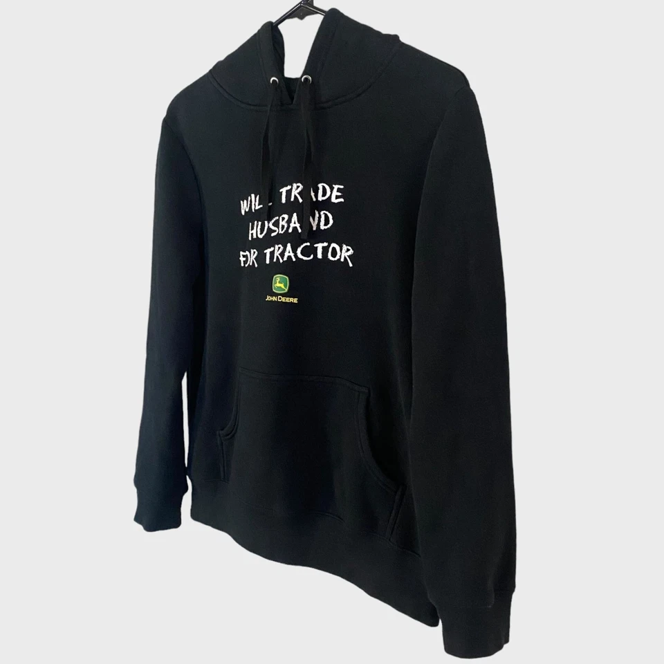 Sudadera con Capucha John Deere Negra Mujer Pequeña "Cambiará Marido por Tractor" Foto 3 de 4