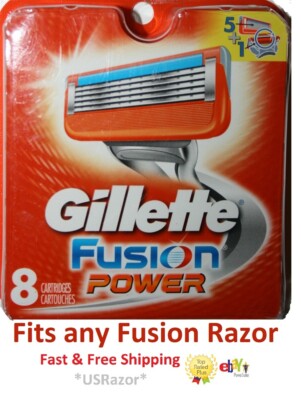 8 Gillette Fusion Power Razor blades Refill Cartridges Fit Flexball Shaver 100%