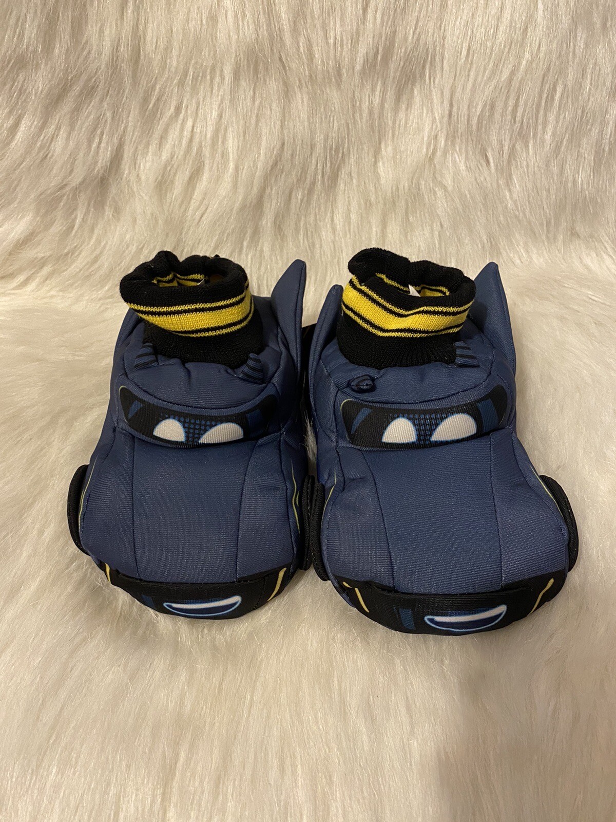 DC Batman Slippers Boys Size 910 Blue Batwheels Bat Car Slip On Plush