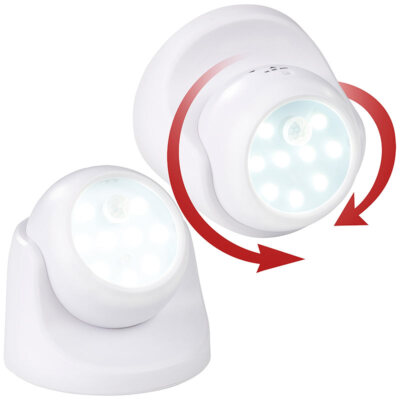 Luminea 2er-Set kabellose LED-Strahler, Bewegungssensor, 360° drehbar,100 lm
