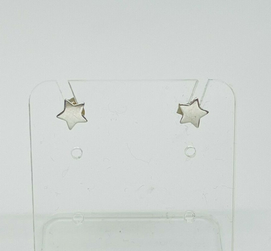 Gorgeous Solid Shining Star Stud Earrings 925 Sol… - image 2