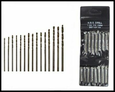 New 15pc Micro-Drill Bit Mini Set High Speed Metric Sizes 1.05 mm -2.0 mm