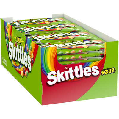 SKITTLES Sours Individually Wrapped Full Size Chewy Sour Candy Packs, 24 Ct Bulk