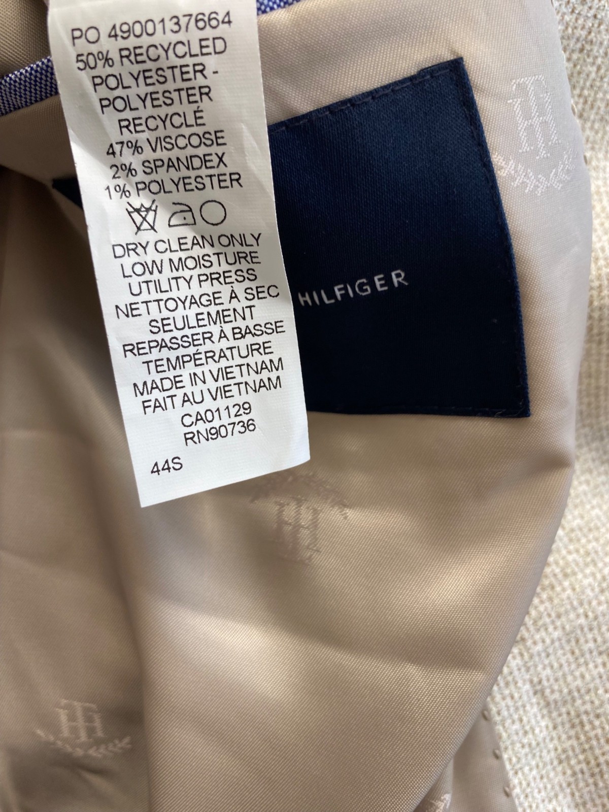 Tommy Hilfiger Mens Modern Fit Tan Check Sport Coat White Tan Size 44S NWT image 5
