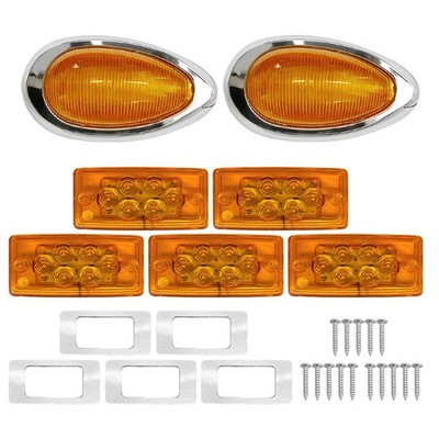 7X Amber 15 LED Side Marker Lights for Freightliner Peterbilt Truck Cab Sleeper
