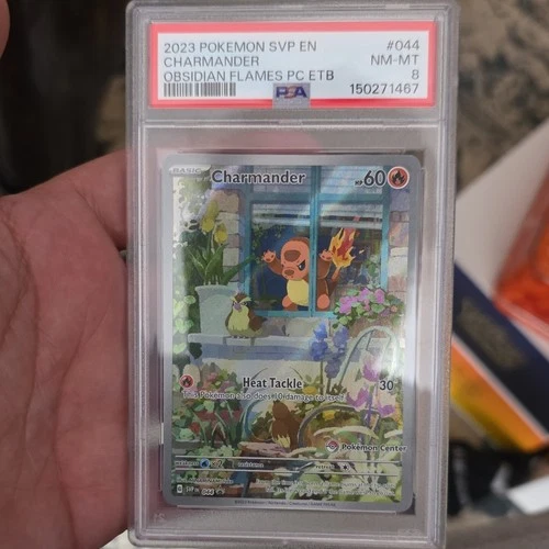 Pokémon Charmander Obsidian Flames PC ETB 044 Promo Holo PSA 8