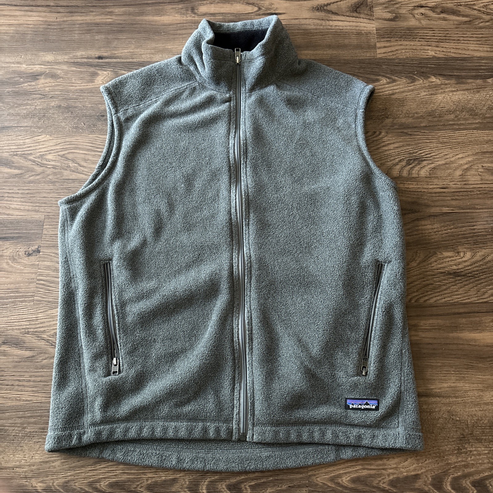 Vintage Patagonia Synchilla Fleece Vest Mens L Gray Full Zip with Pockets  
