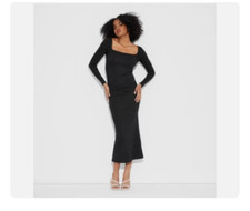 Wild Fable Black ButterBliss Long Sleeve Square Neck Bodycon Maxi Dress, Medium