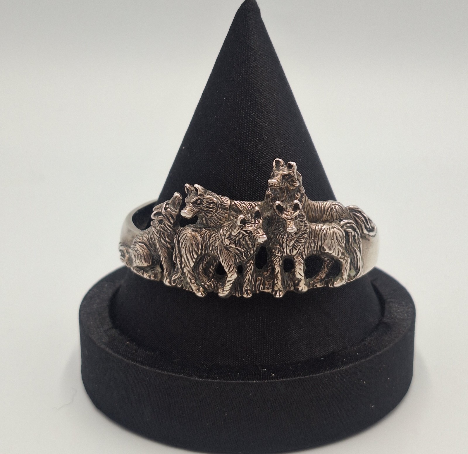 Ted Ott Sterling Silver Wolfpack Cuff Bracelet Vi… - image 1