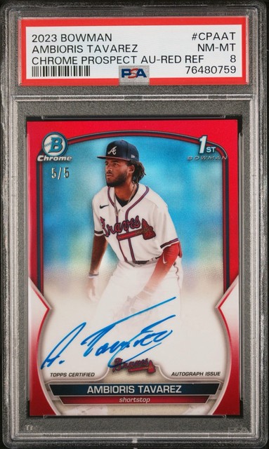 2023 Bowman Chrome RC Auto Ambioris Tavarez #CPA-AT True Red Refractor #5/5 PSA