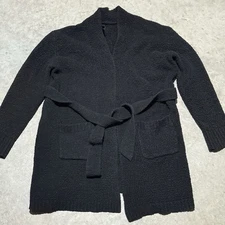 Skims Robe Adult Medium Black Cozy Lounge Soft Belted Pockets