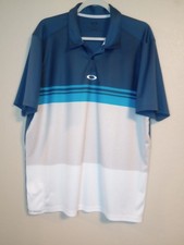 Oakley hydrolix striped polo shirt size XL blue, grey and white color block