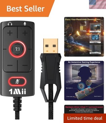 Multi-Device USB Sound Card with 7.1 Surround Audio - Perfect for Gamers