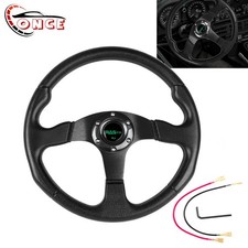 14 In Black Drifting Racing Steering Wheel Aluminum 6 Bolt Universal Flat Dish