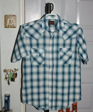 Men's Plains  Western  Pearl snap Plaid  Shirt  Medium