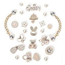 Bling Shoe Charms for Women, Sparkle Rhinestones Shoe Decoration Charms, Gold