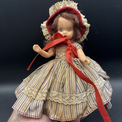 Vintage Nancy Ann Storybook Doll. 1950 s, Red Hat With Ruffle. 6 Inches