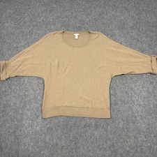 Chico's 3/4 Sleeves Pullover Sweater Fits Women's Sz 2 Brown Rabbit Hair Blended