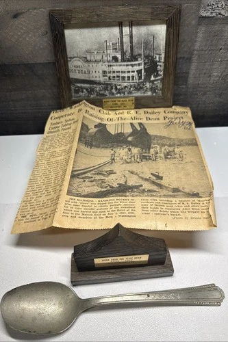 Authentic Alice Dean Steamboat Wood 1863 Civil War Indiana Souvenir Mauckport